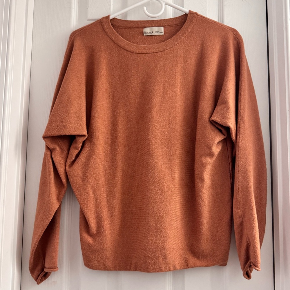 Copper Crew Neck Sweater Relaxed Fit Soft Knit